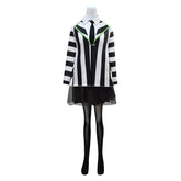 Women BeetleJuice Keaton Cosplay Dress Costume Black White Striped Suite Halloween ACcosplay